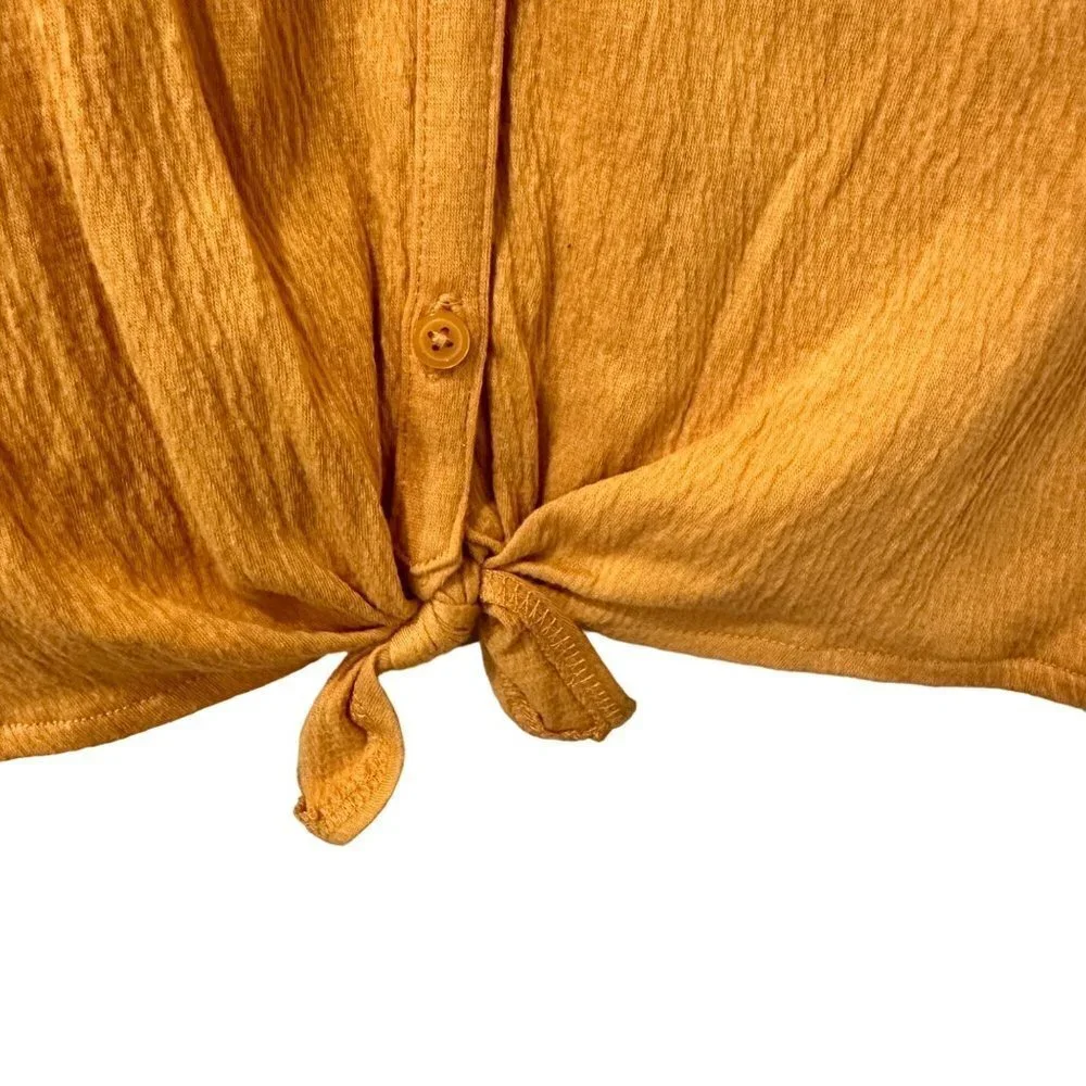 3/$30 NWT OshKosh B'gosh Mustard Tie-Up Shirt w/‎ Lace Detail - Girls Size 12